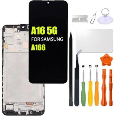 Imagem de Substituição para tela LCD Samsung Galaxy A16 5G A166 para Samsung A166B A166B/DS A166P A166P/DS A166E A166E/DS Touch Screen Digitalizador Assembly Display LCD com kit de reparo (com moldura)