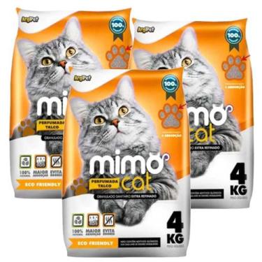Imagem de Kit 3 Areia Higienica Para Gatos Mimo Cat Talco Total 12kg