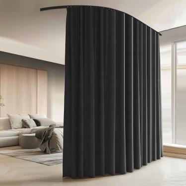 Imagem de Cortinas divisórias de quarto com conjunto de trilhos de teto para quarto, sala de estar, blackout total, isolamento térmico, cortina de trilho de teto com isolamento térmico L 15 cm × A 1,8 m preto
