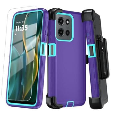 Imagem de Qinmay Capa de celular para Motorola Moto G 5G 2025/Moto G Play 5G 2025 com protetor de tela HD, capa de telefone resistente, à prova de choque e à prova de quedas, capa de telefone de 3 camadas