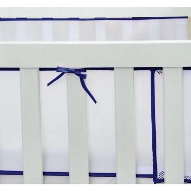 Imagem de Protetor Lateral Tela Berço Americano Respirável Marinho