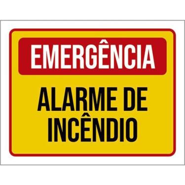 Imagem de Kit 5 Placas Emergência Alarme De Incêndio 36X46