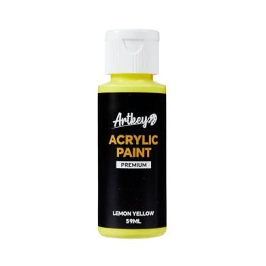 Imagem de Artkey Tinta acrílica amarela limão – Kit de pintura de artistas profissionais de 59 ml de tintas acrílicas de 59 ml para telas tecido couro rocha ovo de Páscoa madeira cerâmica vidro arte artesanato pintura