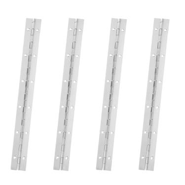 Imagem de 4 peças de dobradiças contínuas e de piano, 30,5 cm de largura aberta, prata resistente, aço inoxidável, dobradiças dobráveis de 0,04 cm para caixas de armazenamento, armários, porta, piano, móveis de