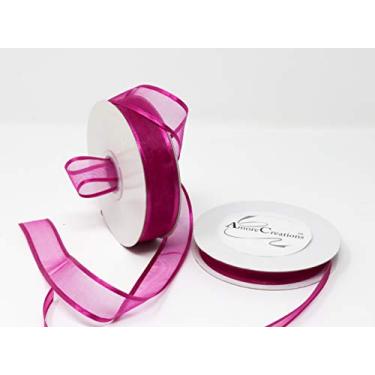Imagem de Fita de organza AmoreCreations de 1,58 cm x 0,63 m com acabamento de cetim para presentes de chá de bebê de casamento faça você mesmo varinhas de dança artesanal e mais - cores garantidas pela AmoreCreations, Azalea, 5/8 Inches, 1