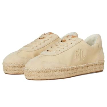 Imagem de Lauren Ralph Lauren Tênis feminino Luize Canvas & Suede Espadrille, Areia/areia, 36