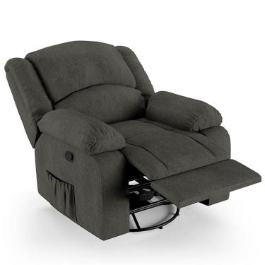Imagem de Poltrona Do Papai Reclinável Pietra Glider Giratória Massagem Fh9 Linho Grafite - Mpozenato