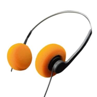 Imagem de Pxiryanlow Fone de ouvido retrô laranja com aro vintage, fones de ouvido retrô leves, fones de ouvido estéreo Hi-Fi, fones de ouvido sobre-auriculares, fones de ouvido e fones de ouvido
