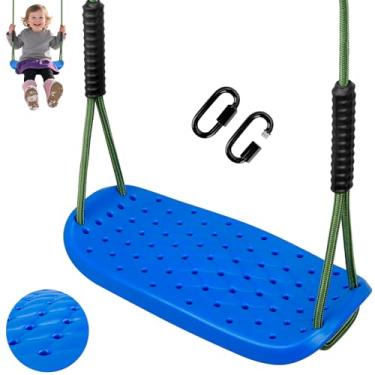 Imagem de Heavy Duty Swing Seat Non-Slip Tree Swingset with Adjustable Rope and Carabiners for Indoor and Outdoor Playground Backyard Garden Set Accessories,250lb Capacity/Blue