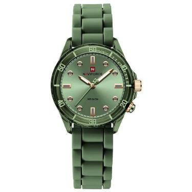 Imagem de Relógio De Quartzo Feminino Design Casual Pulseira De Silicone 5atm à Prova D´agua Verde