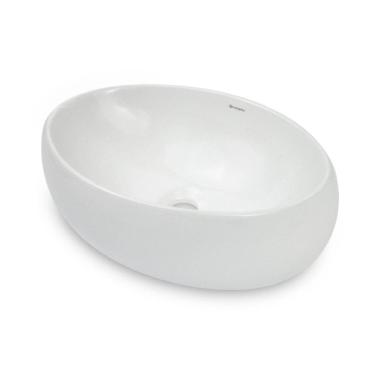 Imagem de Cuba de Apoio para Banheiro/lavabo Cerâmica Redonda 47,50 Cm Branco Brilho