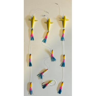 Imagem de Reel Rraggin' Tackle Squid Bird Spreader Bar Offshore Trolling for Tuna, Marlinor Mahi, Use como um Teaser ou Hooked Rig. (Lula arco-íris de 12,7 cm, pássaro amarelo)