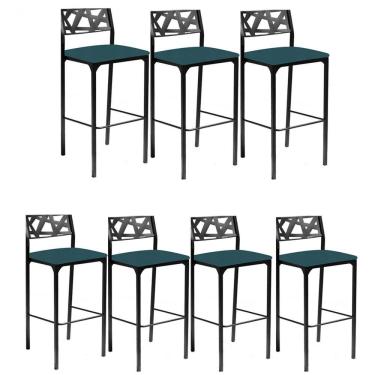 Imagem de Kit 7 Banquetas Luiza Azul Turquesa
