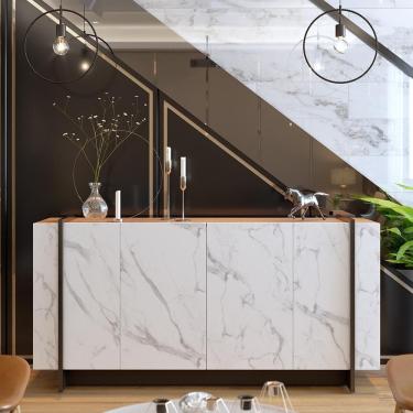 Imagem de Buffet Colibri Copacabana Com 4 Portas E 1 Prateleira Calaca, Nature Realcom Preto Fosco