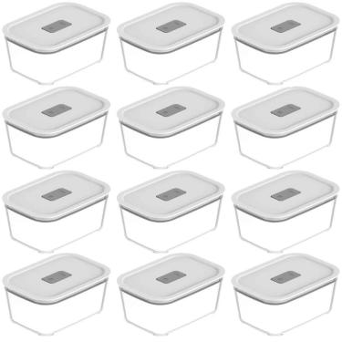 Imagem de 12 Potes Herméticos De Vidro 1,2l Branco Fresh Lock Ou Para Geladeira Freezer Forno