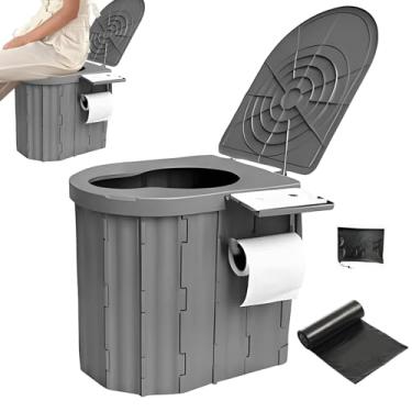 Imagem de Banheiro portátil, banheiro de viagem,Banheiro de acampamento retrátil com tampa - Comde de veículo de grande capacidade, acessórios de caminhada reutilizáveis ​​para ao ar livre