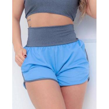 Imagem de Short Feminino Esportivo Running com Bolso - Fitmoda, Azul bebê, Mescl