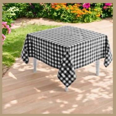 Imagem de Kit 5 toalhas de mesa xadrez 1,40 x1,40 festa bar picnic tecido fino -