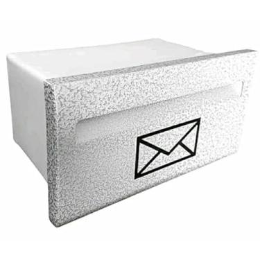 Imagem de Caixa correio aço inox ""espelhado"" COM PELÍCULA DE PROTEÇÃO ANTI RISCO, embutir muro portão(Branco Gelo,M)