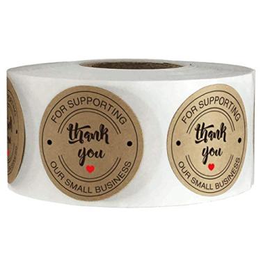 Imagem de Adesivos Kraft Thank You – Impressos Obrigado por apoiar nossos pequenos adesivos de negócios com corações usados para negócios, vendedores online, boutiques, pequenas lojas (500 peças), 1.5inch