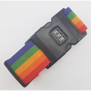 Imagem de Cinta de Proteção para Mala de Viagem, 2 Metros, Cadeado com Código de 3 Dígitos, Ajustável, 5 cm Largura (Colorida)