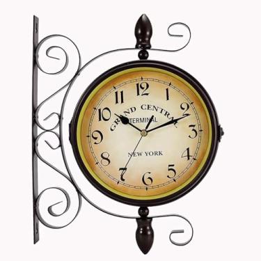 Imagem de RELOGIO DUPLA FACE FERROVIARIO DE PAREDE VINTAGE ESTACAO FERROVIARIA TERMINAL DECORATIVO ANALOGICO RETRO