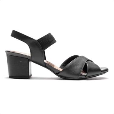 Imagem de Sandália Usaflex Salto Bloco Tiras Feminina (Preto, BR, Adulto, Numérico, 38)