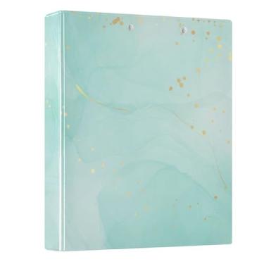 Imagem de Fichários redondos turquesa, 3 anéis, estilo tie dye, mármore, 3 anéis, para escritório, escola, material de trabalho, pasta de arquivos, capacidade de 200 folhas, fácil de abrir