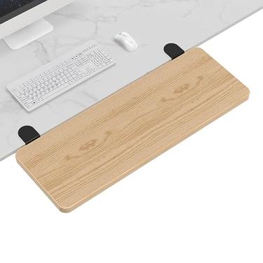 Imagem de Sisyphy Bandeja extensora de mesa ergonômica, braçadeira sem perfuração de 59,9 x 24 cm, bandeja dobrável para gaveta de teclado, suporte de descanso de pulso para braço de mesa, suporte de braço de