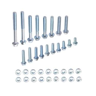 Imagem de Conjunto de parafusos e porcas de flange de 6 mm M6 x 12 mm / 16 mm / 20 mm / 25 mm / 30 mm / 35 mm / 40 mm / 45 mm / 55 mm (conjunto de 36 peças) para motocicletas, scooters, ATVs UTV Karts Pit Dirt
