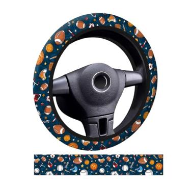 Imagem de ADQWIOVL Capa de volante de carro, capas universais de neoprene antiderrapante de 38 cm, acessórios de carro engraçados para mulheres e homens, ajuste para carros, SUVs, caminhões, lindas bolas