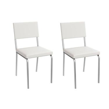 Imagem de Cadeira de Cozinha Zaria 2C128CR Aço Kit 2 Un Cromado/ano Branco - Kappesberg