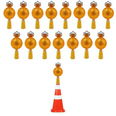 Imagem de Sinalizador Solar Kit 15 Uni Viário para Cone Obra Luz Solar Automático Energia Solar Sinalização