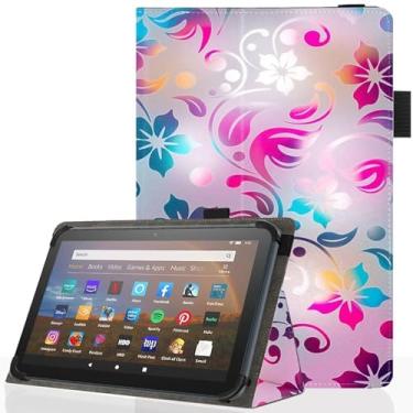 Imagem de Pudiceva Capa universal para tablet Android 10 de 10,1 polegadas, capa fina e dobrável para tablet com tela sensível ao toque de 22,9 a 10,7 cm com suporte para caneta Stylus, flores coloridas 05