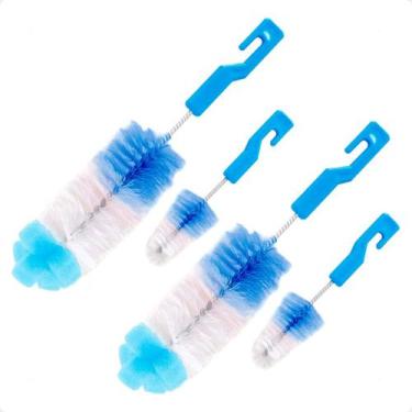 Imagem de 2 Kit de Escovas para Mamadeira e Bicos Esponja - Azul - Buba
