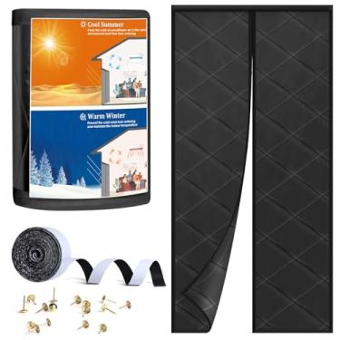 Imagem de Cortina de porta com isolamento térmico magnético, capa de isolamento de porta para portas de 91 x 243 cm, tecido Oxford durável e enchimento de fibra de poliéster espesso para garagem, sótão, portas