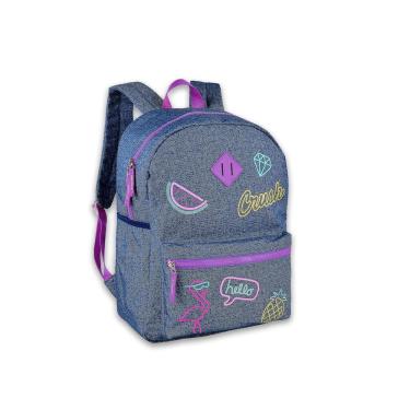 Imagem de Mochila Escolar Costas Jeans You Go Girl Juvenil Cor Roxo