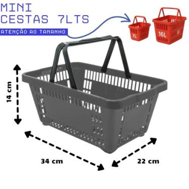 Imagem de KIT 5 Mini Cestas/Cestinhas Farmácia 34x22x14cm Cesta Mercado Loja 7lt