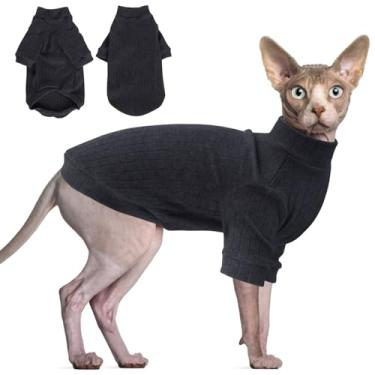 Imagem de Idepet Sphynx Suéter de gatos sem pelos, camisola, roupas macias para filhotes, pulôver, pijama de gato, macacão de algodão, roupa de animal de estimação, gola rolê, para gatos e xícara de chá