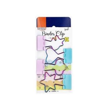 Imagem de Clips para papel binder 25mm blister com 4 unidades rainbow - BRW