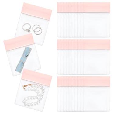 Imagem de PH PandaHall 30 unidades de sacos de armazenamento de joias antimanchas de EVA, 9,98 x 7,1 cm, bolsas ziplock rosa resseláveis, pequenas bolsas de joias, organizador para colares, brincos, correntes
