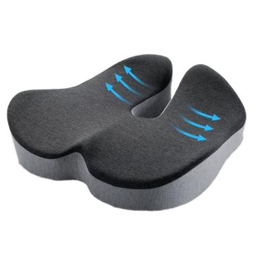 Imagem de Almofada de assento de espuma viscoelástica para cadeira de escritório, carro, casa, mesa, uso em cadeira de rodas, almofada ergonômica para cóccix portátil para sentado por muito tempo, cóccix e