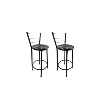 Imagem de Kit 2 Banquetas Bancos Média Preta Bistrô Balcão Cozinha - FortMix, Ce