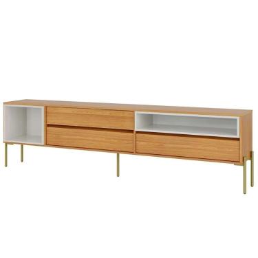 Imagem de Rack Para Sala De Estar Tv 60 Pol 224cm Industrial Sorah D03 Freijó Off White - Lyam Decor