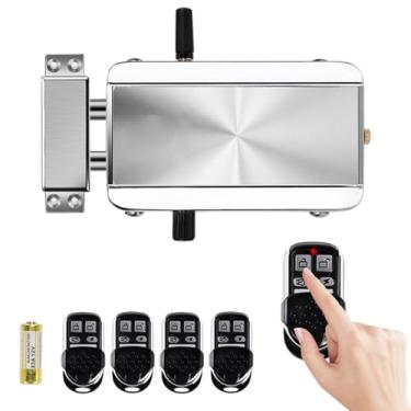 Imagem de Geevorks Fechadura de porta eletrônica inteligente com controle remoto, sem fio, fechadura eletrônica, antifurto, fechadura oculta inteligente, com 4 controles remotos, sistema de controle de acesso