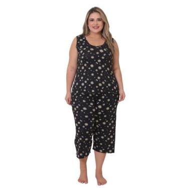 Imagem de Pijama Plus Size Capri Regata Verão Bermuda - Dulce Seduccíon, Preto, 