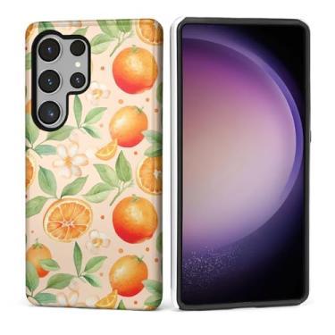 Imagem de Punmada Capa para Samsung Galaxy S24 Ultra, capa rígida híbrida à prova de choque de silicone para Samsung Galaxy S24 Ultra Fresh Orange Fruit Pattern