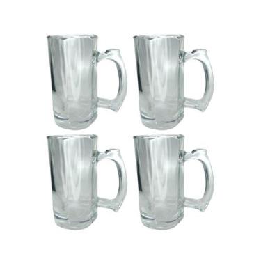 Imagem de Caneca Congelável 380ML Vidro Grosso Chopp e Cerveja 4UN - PRATICASA, 