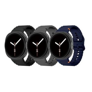 Imagem de Pulseira esportiva para Samsung Galaxy Watch 8 de 40 mm e 44 mm/8 Classic 46 mm para homens e mulheres, pulseira de substituição de silicone macio para Samsung Galaxy Watch 8 Classic de 46 mm/8 de 44