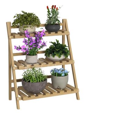 Imagem de prateleiras para vaso de plantas de madeira